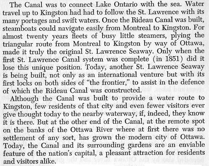 Rideau Canal in the Heart of Ottawa - Text by Legget